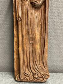 Plaquette Heilige Helena van Constantinopel, houtsnijwerk, 30 x 8 cm (8)