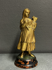 Heilige Agnes van Rome, metaal beschilderd, ca.1900, 20 cm (10)