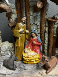 Kerststal met 10 vaste figuren met verlichting