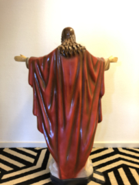 Heiligenbeeld Jezus Heilig Hart beeld, 85 cm hoog, gips, 65 cm breed (g)