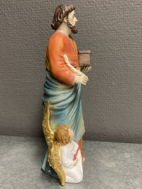 Heiligenbeeld Mattheus evangelist, 20 cm, resin, (2)