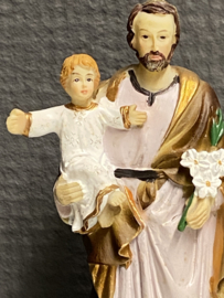 Heiligenbeeld Jozef met kind, Resin, 10 cm (2)