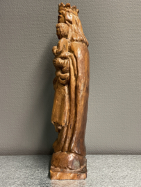 Heiligenbeeld Maria met kind, eikenhout, Duits houtsnijwerk, 41 cm (8)