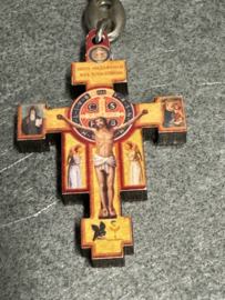 Sleutelhanger, San Damiano kruis, hout