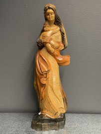 Heiligenbeeld Maria met kind, Esdoornhout, Hongaars houtsnijwerk, 50 cm (8)