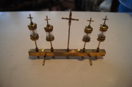 Altaar speelgoed, processielampen en kruis in standaard, 9 x 14 cm (10)
