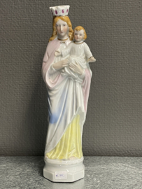 Heiligenbeeld Maria met kind, Biscuit porselein, 1880,  27 cm (5)