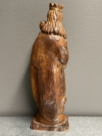 Heiligenbeeld Maria met kind, eikenhout, Duits houtsnijwerk, 41 cm (8)