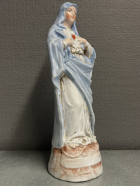 Heiligenbeeld Maria Heilig Hart, Biscuitporselein 28 cm, 1880  (5)