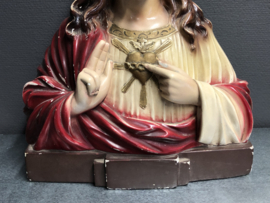 Heiligenbeeld Jezus Heilig Hart, (Jean Carli 1900),  42 x 32 cm, gips (7)