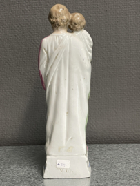 Heiligenbeeld Jozef met kind, 24 cm, biscuit porselein, 1900. (1)