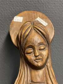 Plaquette Heilige Maria met kind, Duits eikenhout, 35 x 6 cm (8)