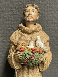 Heiligenbeeld  Franciscus van Assisi met duiven resin, 18cm (4)