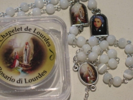 Rozenkrans Heilige Bernadette / Lourdes, 47 cm, glas kraal