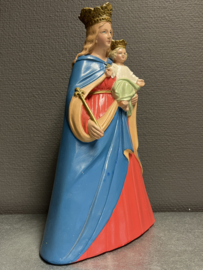 Heiligenbeeld Maria mantel met kind, 30 cm, gips, jaren 30 (2)