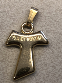 Tau kruis, 1.5 cm goud kleur, Pax et Bonum