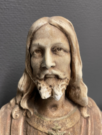 Heiligenbeeld Jezus Heilig Hart 22 cm, gips. Italiaans jaren 30. (10)