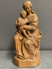 Heiligenbeeld Maria met kind, gips, lijkt op hout, 24 cm, (8)