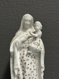 Heiligenbeeld  Maria met kind, biscuit porselein, eind 1800, 24 cm (3)