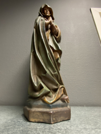 Heiligenbeeld Anna van Jeruzalem, 41 cm, gips, antiek. (5)
