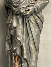 Heiligenbeeld Maria met kind, beton geverfd, 42 cm (8)