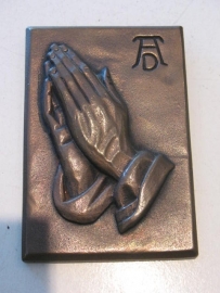 Antieke bronzen plaquette Biddende handen Albrecht Durer 19 x 13 cm (8)