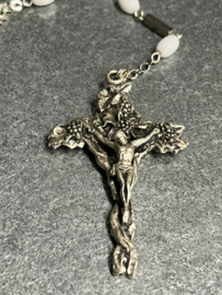 Rozenkrans, 'eucharistie' witte kralen, 56 cm