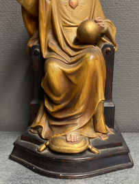 Heiligenbeeld Tronende Christus gips, 33 CM, 19e eeuw (4)