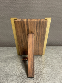 Franciscus van Asissi, standaard, hout met koper en emaille 12 x 7 cm (7)