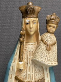 Heiligenbeeld Maria O.L.V van Scherpenheuvel, antiek, gips, 30 cm (7)