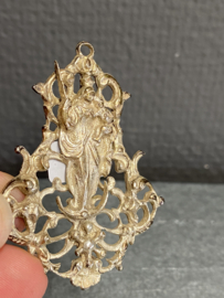 Maansikkel Madonna, Maria op halve maan, Tinnen hanger, 6 x 4,5 cm