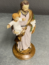Heiligenbeeld Jozef met kind, Resin, 10 cm (2)