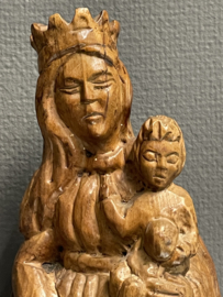 Heiligenbeeld Maria met kind, eikenhout, Duits houtsnijwerk, 41 cm (8)