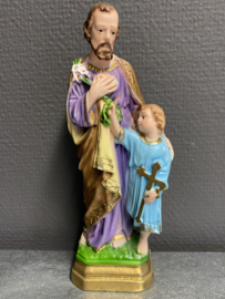 Heiligenbeeld Jozef met kind Jezus, gips, 20 cm (3)