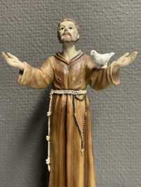 Heiligenbeeld Franciscus van Assisi met vogels, resin, 20 cm (2)