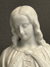 Maria beeld, Antiek, Biscuit porselein, 47 cm met losse voet verschillende beschadigingen (0)
