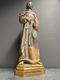 Heiligenbeeld  Franciscus van Assisi, 41 cm, handbeschilderd, door Ulderico Cassetta. (5)