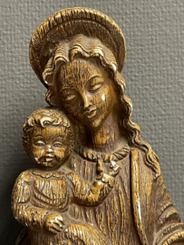 Heiligenbeeld Maria met kind op halve maan, 1950, gips, 52 cm (8)