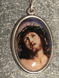 Rozenkrans, kruiswegstatie, Ecce Homo, 40 cm rode Facet glas kraal