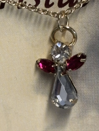 Kristal engel rood aan goudkleurige ketting