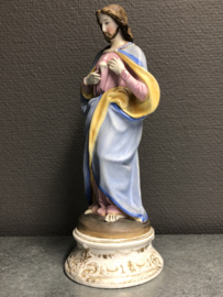 Heiligenbeeld Jezus Heilig Hart 26 cm, biscuit porselein 1900 (1)