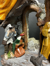 Kerststal met 10 vaste figuren met verlichting
