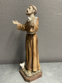 Heiligenbeeld Franciscus van Assisi met vogels, resin, 20 cm (2)