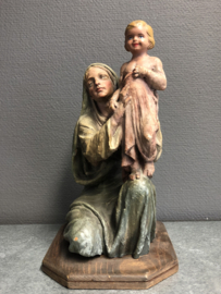 Heiligenbeeld Maria met kind, terracotta, 1900, 29 cm (5)