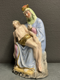 Heiligenbeeld Piëta, biscuitporselein, 23 cm Maria en Jezus, 1920 (4)