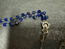 Rozenkrans Kruisweg, Lengte 57 cm, Blauw Glas Kralen
