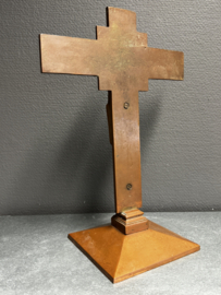 Antiek staand kruis koper