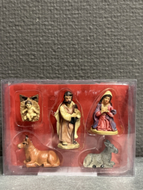 Kerstgroep 5 figuren, resin, 5 cm (9)