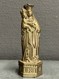 Heiligenbeeld Maria met kind (vuistbeeldje), koper 10 cm hoog (3)