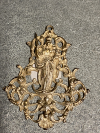 Maansikkel Madonna, Maria op halve maan, Tinnen hanger, 6 x 4,5 cm